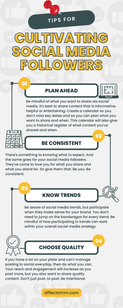 4 Tips for Cultivating Social Media Followers infographic